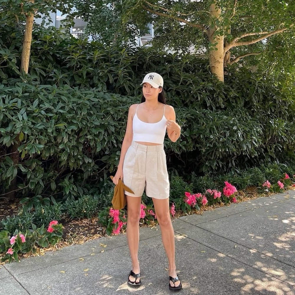 H&M Beige High Waist Shorts